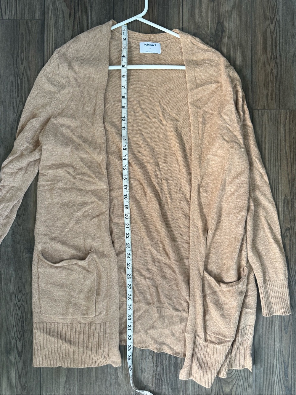 Old Navy Women's Light Beige Open-Front Pocket Cardigan